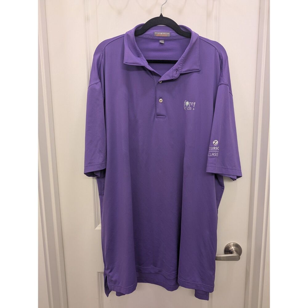 Peter Millar Summer Comfort Polo Shirt Mens XXL Purple Zurich Classic Golf